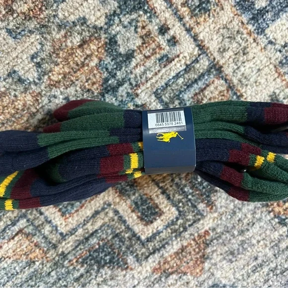 Ralph Lauren Men's Striped Dress Socks - Navy, Green, Burgundy - Picture 3 of 3